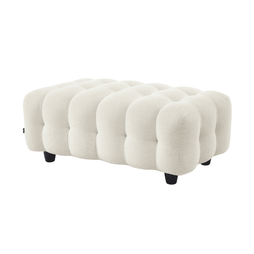 Puff para sofá textura boucle de 3 lugares, Leon boucle, Creme, 115x70x48 cm