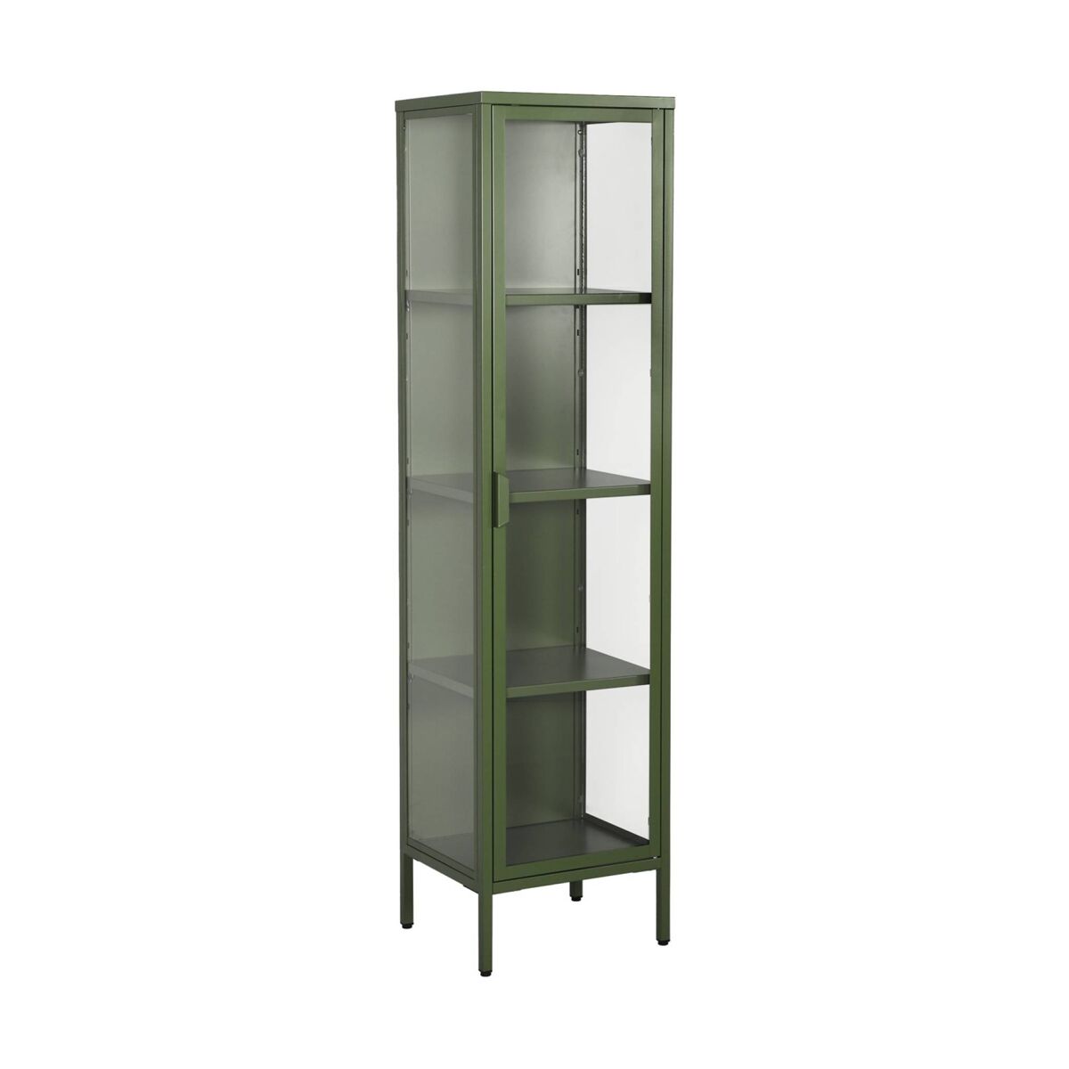 Aparador de acero y vidrio templado con 1 puerta, 160cm verde - 40x35x160 cm