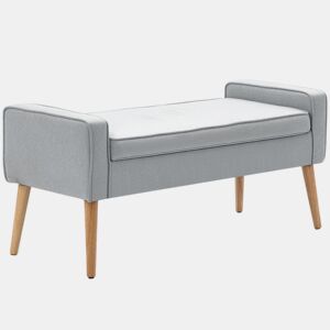 HOMCOM Banco de Armazenamento Baú de Armazenamento Estofado em Linho com Tampa Abatível e Pés de Madeira para Dormitório Sala de Estar Entrada Carga 120kg 120x45x54 cm Cinza Claro
