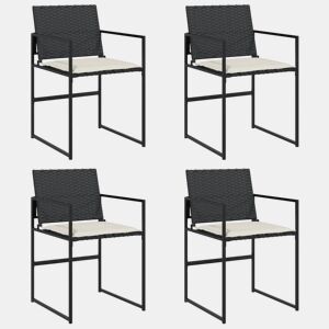 Cadeiras de jardim - Cadeiras de exterior com almofadões 4 pcs vime PE preto