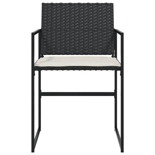 Cadeiras de jardim - Cadeiras de exterior com almofadões 4 pcs vime PE preto