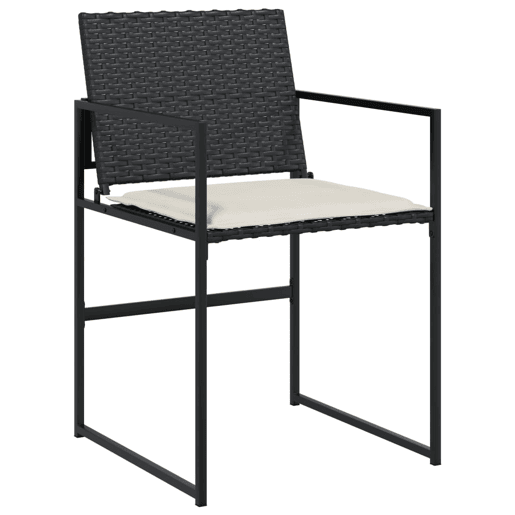 Cadeiras de jardim - Cadeiras de exterior com almofadões 4 pcs vime PE preto