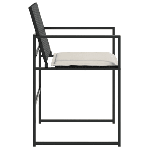 Cadeiras de jardim - Cadeiras de exterior com almofadões 4 pcs vime PE preto