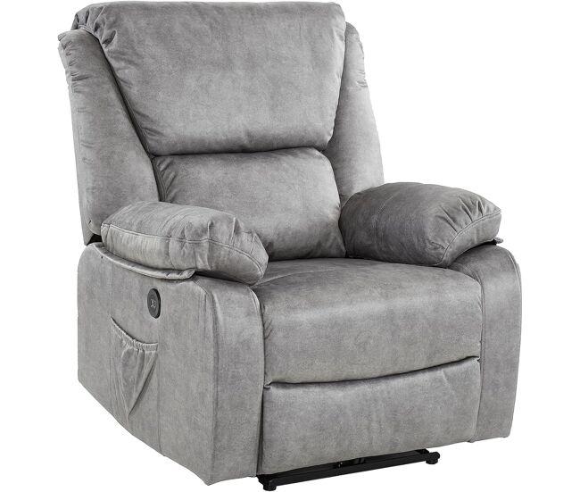 Sillón relax eléctrico masaje chicago, sillón masaje,con calor lumbar, reclinable,microfibra (gris magia)
