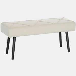 HOMCOM Banco de Pé de Cama Multifuncional Banco de Pé de Cama Moderno Banco de Dormitório com Pés de Aço e Assento Acolchoado Carga Máxima 120 kg Entrada Corredor 100x36x45 cm Creme