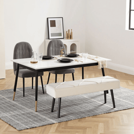 HOMCOM Banco de Pé de Cama Multifuncional Banco de Pé de Cama Moderno Banco de Dormitório com Pés de Aço e Assento Acolchoado Carga Máxima 120 kg Entrada Corredor 100x36x45 cm Creme
