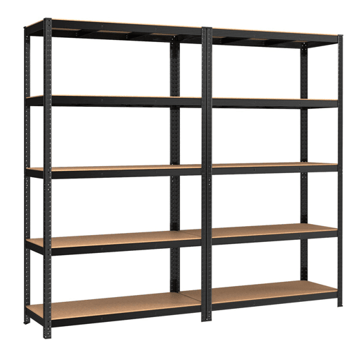 Unidade de prateleiras de 5 níveis para serviços pesados 60 x 120 x 200 cm unidade de armazenamento de aço montagem sem ferramentas prateleira de garagem para caixas de ferramentas capacidade de 875 kg preta 12_0005570