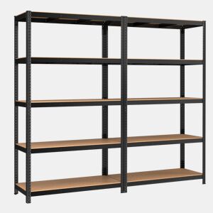 Unidade de prateleiras de 5 níveis para serviços pesados 60 x 120 x 200 cm unidade de armazenamento de aço montagem sem ferramentas prateleira de garagem para caixas de ferramentas capacidade de 875 kg preta 12_0005570