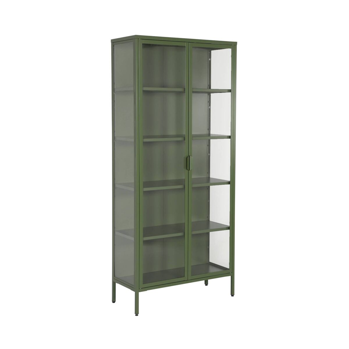 Aparador, vitrina de acero y vidrio templado con 2 puertas, 180cm 80 Verde