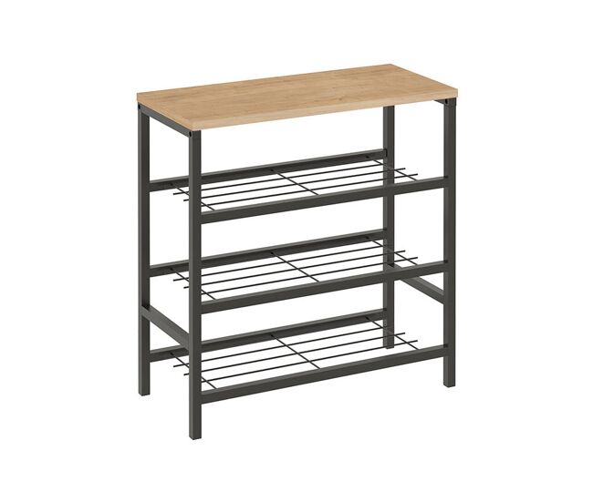 Banco zapatero de estilo industrial – 45x65x30 cm | 2 alturas para zapatos | asiento funcional para recibidor o entrada - buyqualia