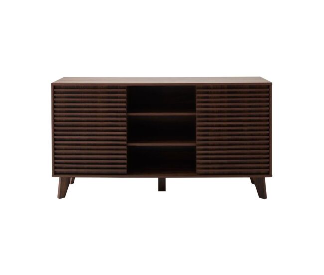 Buffet de 2 puertas correderas con fachadas efecto madera ranurada l140 cm - fribourg