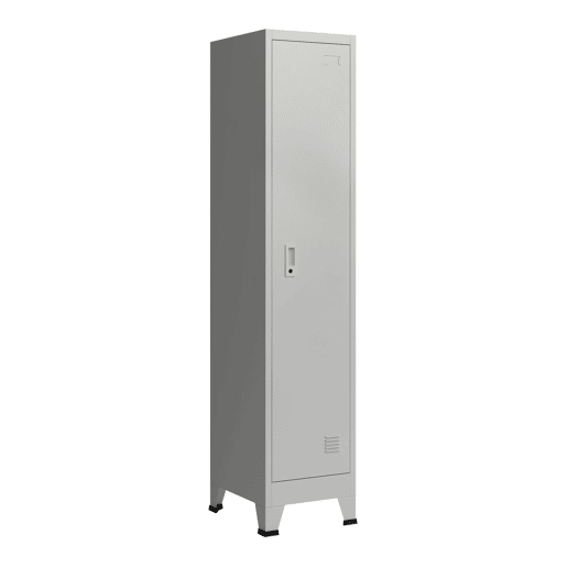 Armário de armário de escritório para escritório, oficina, quarto, aço metálico com 1 porta de aço lacado 180 x 38 x 45 cm cinza 03_0006345