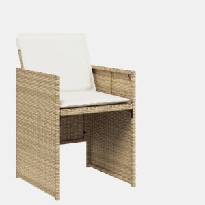 Cadeiras de jardim - Cadeiras de exterior com almofadões 4 pcs vime PE bege