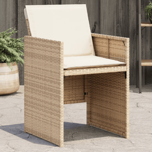 Cadeiras de jardim - Cadeiras de exterior com almofadões 4 pcs vime PE bege