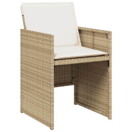 Cadeiras de jardim - Cadeiras de exterior com almofadões 4 pcs vime PE bege