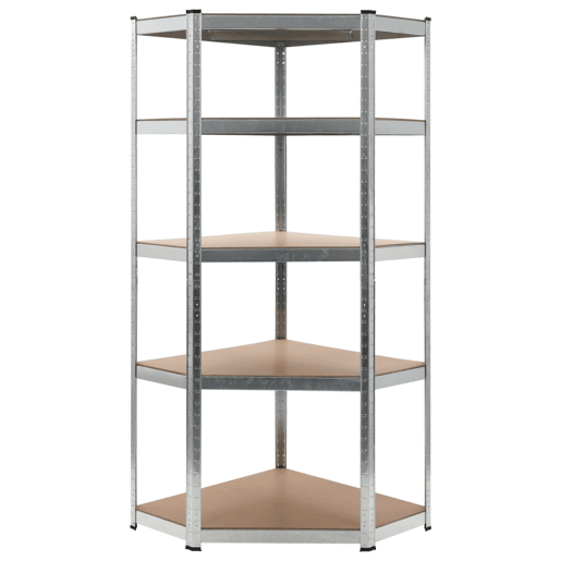 Prateleira de armazenamento para carga pesada, oficina robusta, ferramentas de garagem, prata 75 x 75 x 180 cm aço e MDF 02_0000701