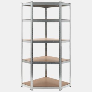 Prateleira de armazenamento para carga pesada, oficina robusta, ferramentas de garagem, prata 75 x 75 x 180 cm aço e MDF 02_0000701