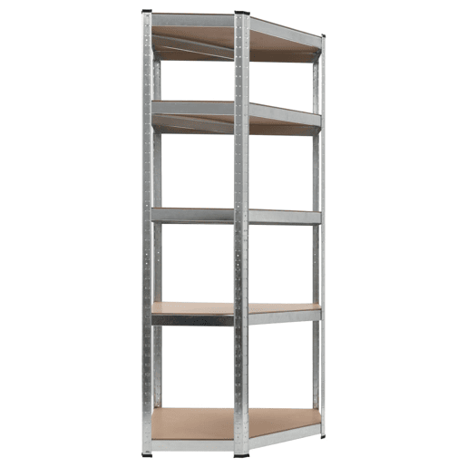 Prateleira de armazenamento para carga pesada, oficina robusta, ferramentas de garagem, prata 75 x 75 x 180 cm aço e MDF 02_0000701