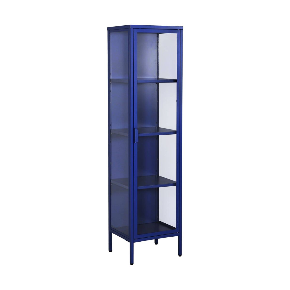 Aparador de acero y vidrio templado con 1 puerta, 160cm azul - 40x35x160 cm
