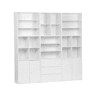 Kit prateleira, estante modular decoração madeira, 9 elementos, Kompo, Branco, 210x35x210 cm