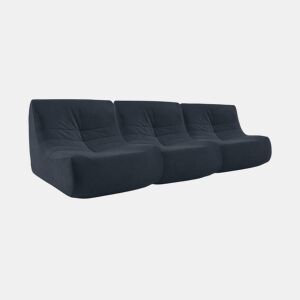 Sofá modular de veludo de 3 lugares, Sokol veludo, Azul escuro, 91x105x72 cm