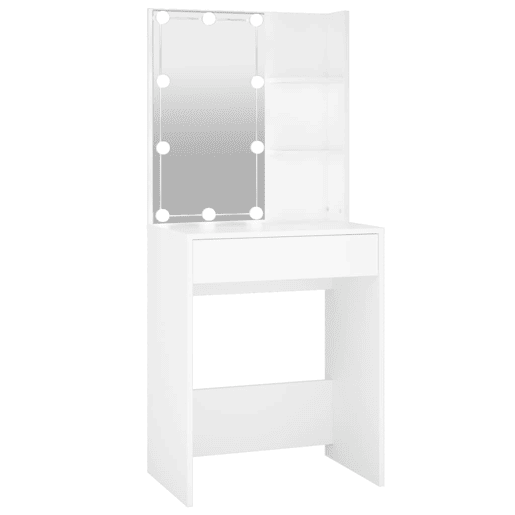 Penteadeira de design contemporâneo com LED 60 x 40 x 140 cm branco 02_0006244