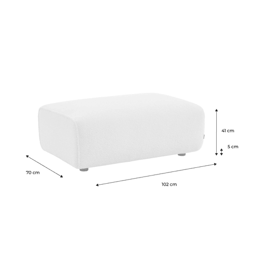 Pouf, descanso para os pés para sofá boucle de 3 lugares, Wallas boucle, Creme, 102x70x41 cm