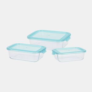 Conjunto de 3 recipientes de vidro para armazenamento