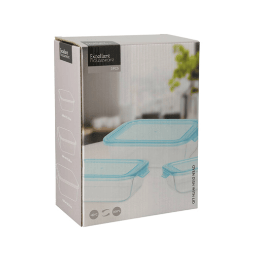 Conjunto de 3 recipientes de vidro para armazenamento Conjunto de 3 recipientes de vidro para armazenamento