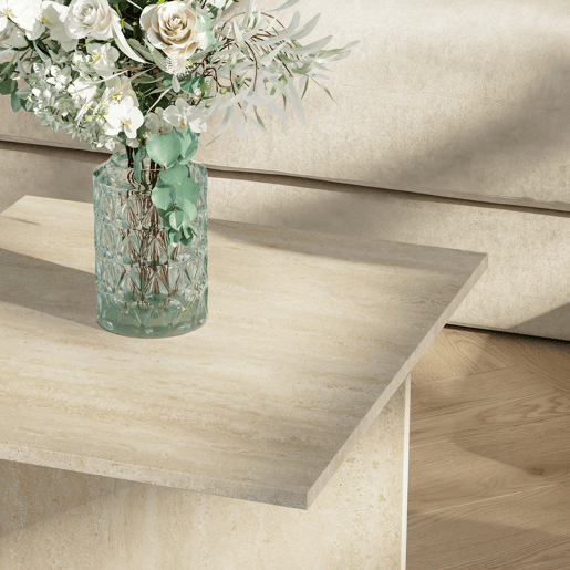 Mesa de centro Taniena com tampo duplo rectangular 100x55x35 cm Travertino en.casa Mesa de centro Taniena com tampo duplo rectangular 100x55x35 cm Travertino en.casa