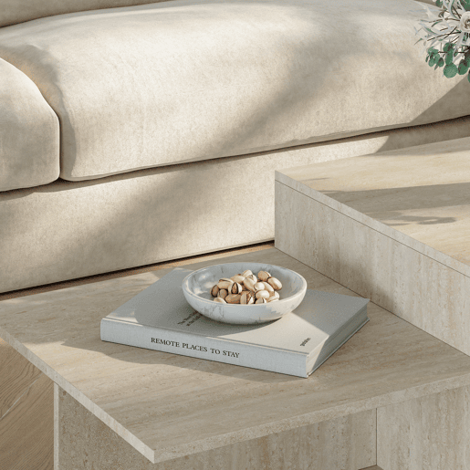 Mesa de centro Taniena com tampo duplo rectangular 100x55x35 cm Travertino en.casa Mesa de centro Taniena com tampo duplo rectangular 100x55x35 cm Travertino en.casa
