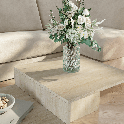 Mesa de centro Taniena com tampo duplo rectangular 100x55x35 cm Travertino en.casa Mesa de centro Taniena com tampo duplo rectangular 100x55x35 cm Travertino en.casa