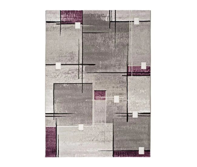 Alfombra geométrico lila / gris DETROIT, 200x290 cm - ATTICGO