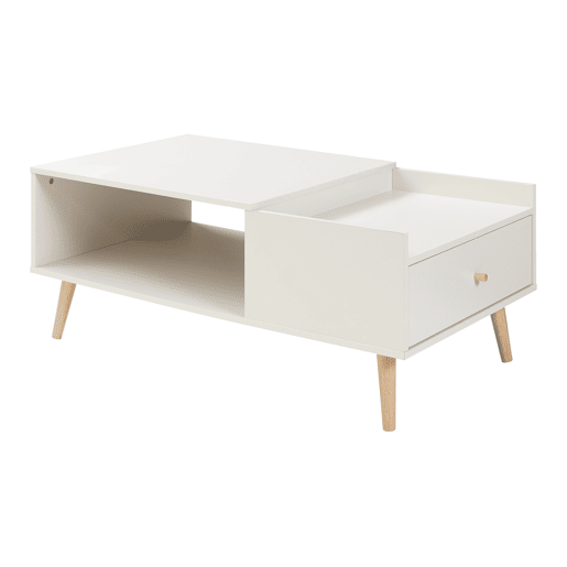 Mesa de centro Hallevil com gaveta 106x59x44 cm Branco en.casa