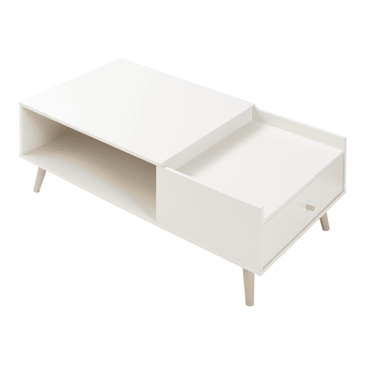 Mesa de centro Hallevil com gaveta 106x59x44 cm Branco en.casa