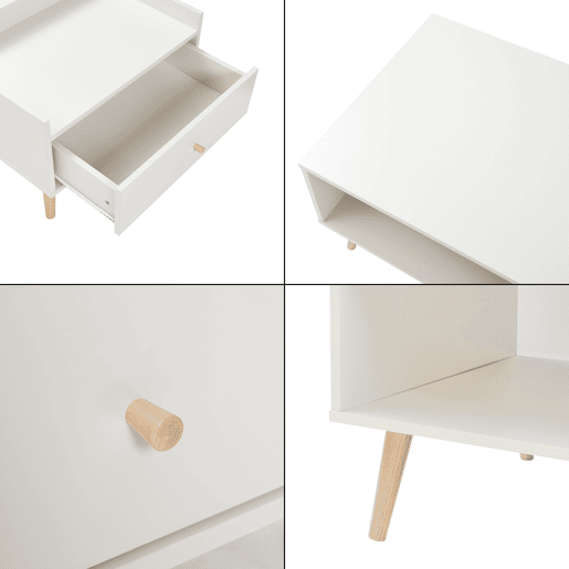 Mesa de centro Hallevil com gaveta 106x59x44 cm Branco en.casa