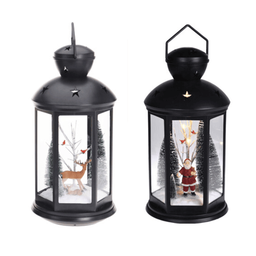 Lanterna natalina decorativa com cena interna e LED. Lanterna natalina decorativa com cena interna e LED.