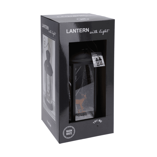 Lanterna natalina decorativa com cena interna e LED. Lanterna natalina decorativa com cena interna e LED.