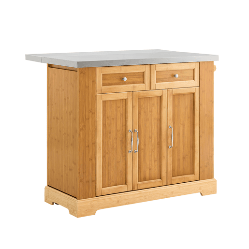 Ilha de cozinha sobre rodas SoBuy com bancada extensível, armário economizador de espaço, carrinho de cozinha com rodas, com duas gavetas e prateleira ajustável Natural 107x(46-71) x92,5 cm FKW130-N