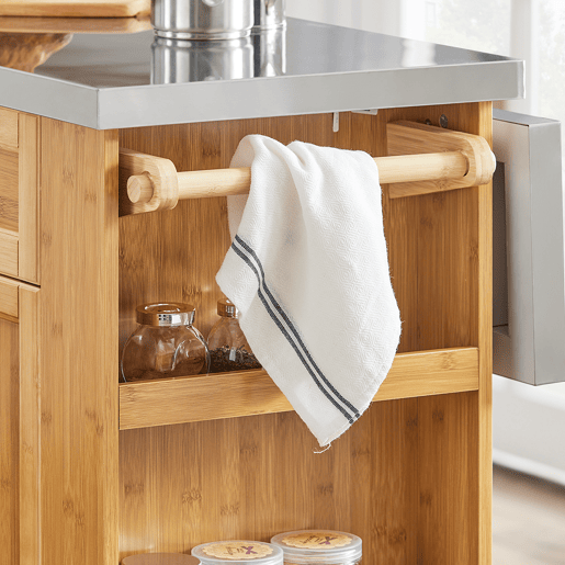 Ilha de cozinha sobre rodas SoBuy com bancada extensível, armário economizador de espaço, carrinho de cozinha com rodas, com duas gavetas e prateleira ajustável Natural 107x(46-71) x92,5 cm FKW130-N