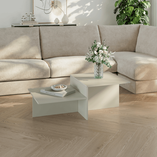 Mesa de centro Taniena com tampo duplo rectangular 100x55x35 cm Cor de areia en.casa