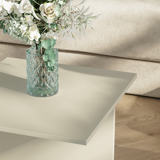 Mesa de centro Taniena com tampo duplo rectangular 100x55x35 cm Cor de areia en.casa