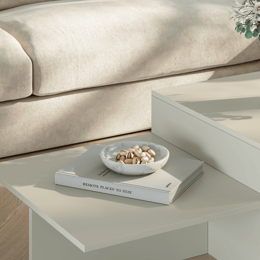 Mesa de centro Taniena com tampo duplo rectangular 100x55x35 cm Cor de areia en.casa