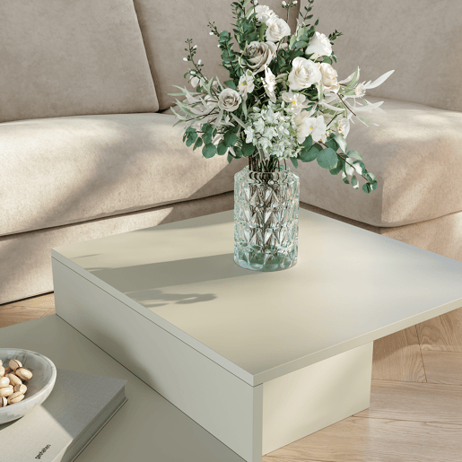 Mesa de centro Taniena com tampo duplo rectangular 100x55x35 cm Cor de areia en.casa