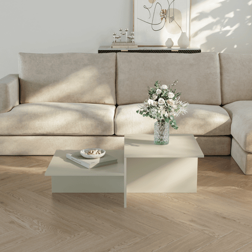 Mesa de centro Taniena com tampo duplo rectangular 100x55x35 cm Cor de areia en.casa
