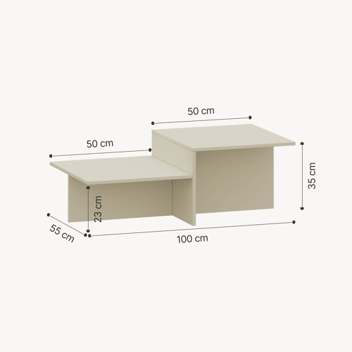 Mesa de centro Taniena com tampo duplo rectangular 100x55x35 cm Cor de areia en.casa