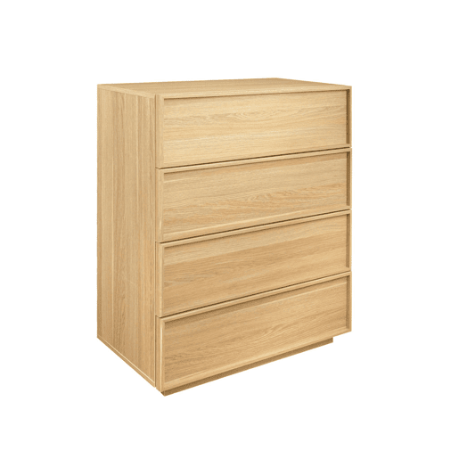 Cômoda de armazenamento efeito madeira 4 gavetas, Kuba, Natural, 80x43x98.5 cm