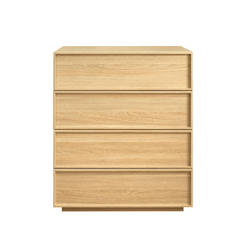 Cômoda de armazenamento efeito madeira 4 gavetas, Kuba, Natural, 80x43x98.5 cm