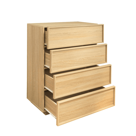 Cômoda de armazenamento efeito madeira 4 gavetas, Kuba, Natural, 80x43x98.5 cm