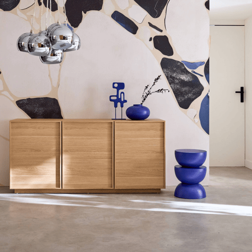 Buffet efeito madeira 3 portas, 160cm, Kuba, Natural, 160x43x75 cm
